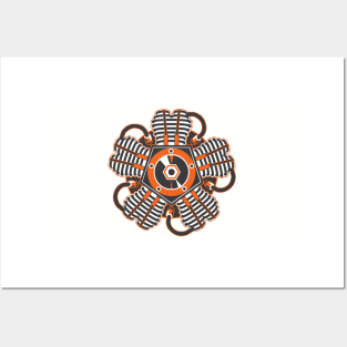 Radial Engine Two Tone Orange Posters and Art